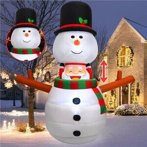 6FT Christmas Inflatable Outdoor Decorations Animated Snowman Santa Claus Pop